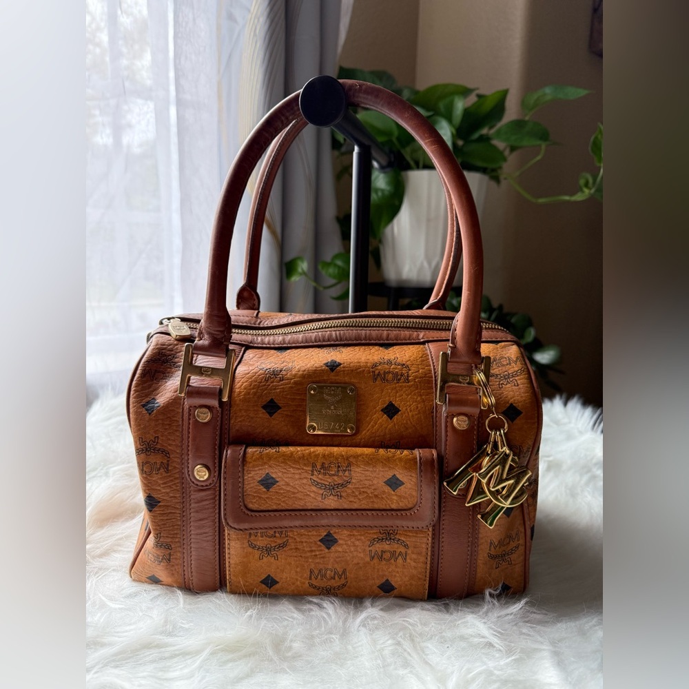 MCM Cognac Leather small Satchel